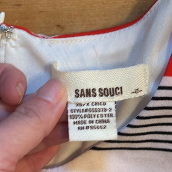 Sans Souci Women’s Red and White Striped Tank Top Shift Dress Size XS - Picture 5 of 6
